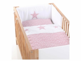 Babybay Bettwäsche Piqué Beere Sterne Decke 100x130cm; Kissen 40x60cm