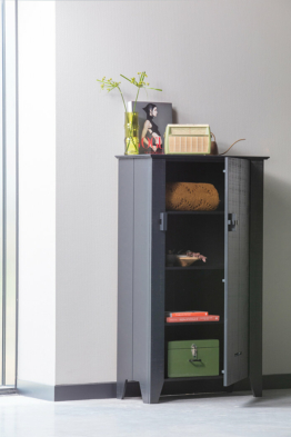 Bauernschrank Gijs mit 1 Türen, Off Black, Kiefer Sägerau, Woood