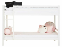 Etagenbett mit gerader Leiter und Rolllattenrost, Weiß, Hoppekids Basic