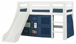 Halbhochbett 70x160cm Weiß mit Rutsche und Gerader Leiter, Hoppekids Premium
