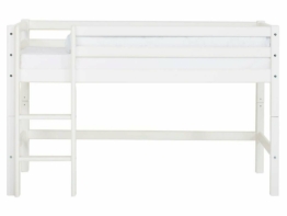 Halbhochbett mit gerader Leiter, 70x160cm, Weiß, Hoppekids Basic