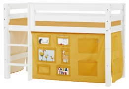Halbhochbett Weiß 70x160cm Gerader Leiter, Rolllattenrost, Hoppekids Premium