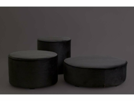 Hocker Sara rund - Samt / Anthrazit - Ø 46 cm von Woood