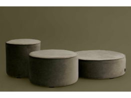 Hocker Sara rund - Samt / Olive Gold - Ø 46 cm von Woood