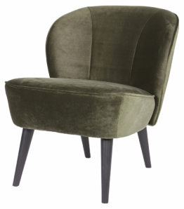 Sara Sessel - Samt / Birke - warm Green / Schwarz