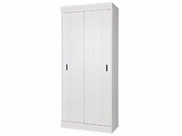 Schrank mit 2 Schiebetüren Weiß Kiefer, Row Woood