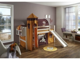 Spielbett mit Gerader Leiter und Rolllattenrost, Kiefer massiv, Dolphin Fasmas Kids