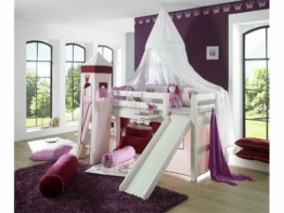 Spielbett mit Schräg Leiter, Rutsche u. Rolllattenrost, Kiefer, Dolphin Fasmas Kids