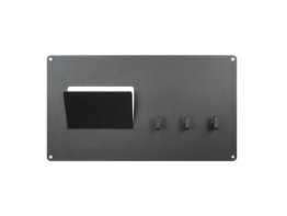 Wandgarderobe mit 3 Haken und Postablagefach Schwarz, Spinder Leatherman Mail