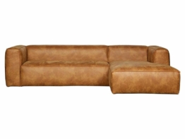 Woood Bean Eckcouch Rechts Lederlook Cognac