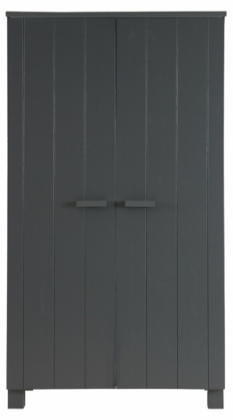 Woood Dennis Kleiderschrank Stahlgrau mit 2 Türen