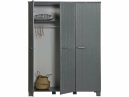 Woood Dennis Kleiderschrank Stahlgrau mit 3 Türen