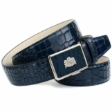 Anthoni Crown Ledergürtel in Kroko-Optik mit silberfarbenem Wappen