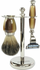 Golddachs Rasierset »Galalith Rasierset«, 3-tlg., mit Rasierer (Mach3) und Pinsel (Stockhaar)