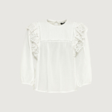 Volantbluse in edlem Leinen-Tencel™-Mix mit Jacquardpasse