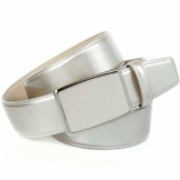 Anthoni Crown Ledergürtel 4,0 cm Perlmutt silberfarbener Lackledergürtel