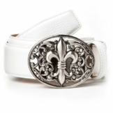 Anthoni Crown Ledergürtel in weiß mit Lilien Schließe