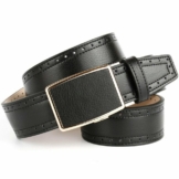 Anthoni Crown Ledergürtel mit goldfarbener Automatik-Schließe, helle Rückseite