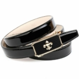 Anthoni Crown Ledergürtel mit Lilie, Lack-Optik, glänzend