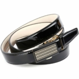Anthoni Crown Ledergürtel Schmaler Business-Lackledergürtel, Glasschließe