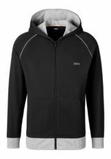 BOSS Kapuzensweatjacke mit kontrastfarbigen Bündchen