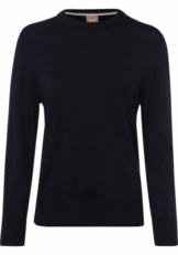 BOSS Rundhalspullover »C_Fibinnan« (1-tlg) mit Marken-Stickerei auf der Brust