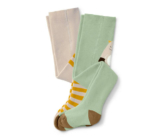 2 Paar Thermo-Strumpfhosen, Monster-Print und weiß-gelb gestreift