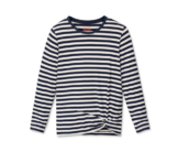 Langarmshirt mit Knotendetail, blau-weiß gestreift