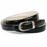 Anthoni Crown Ledergürtel Schmaler Lackledergürtel mit Kroko-Prägung