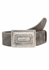 RETTUNGSRING by showroom 019° Ledergürtel mit eckiger Koppelschließe in grafischer Vintage-Optik