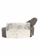 RETTUNGSRING by showroom 019° Ledergürtel mit gehämmerter eckiger Koppelschließe, wechselbar