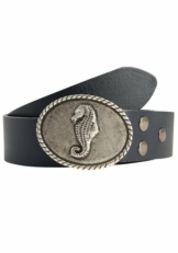 RETTUNGSRING by showroom 019° Ledergürtel Schließe »Seepferd Oval Silber Mit Swarovski-Kristall Verdelt«