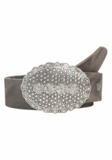 RETTUNGSRING by showroom 019° Ledergürtel ziselierte Koppelschließe mit Glitzersteinen besetzt