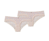 2 Brazil-Slips, creme mit Alloverprint