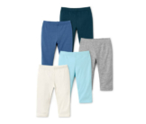 5 Leggings aus Bio-Baumwolle, blau, weiß, grau