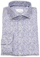 Eterna Langarmhemd Comfort Fit bügelfrei Kentkragen Kontrastknöpfe