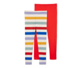2 Leggings, rotorange, mehrfarbig gestreift