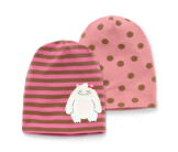 2 Mützen, rosa und braun