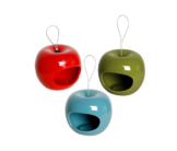 3 Keramik-Futterspender in Apfelform