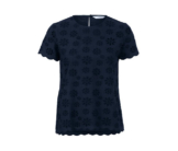 Blusenshirt mit Lochstickerei, dunkelblau