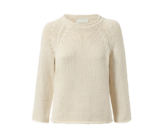 Grobstrick-Pullover aus Bändchengarn, cremefarben