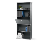 Hohes Regal Metall »CN3« mit Klappenfach, grau