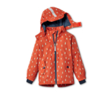 Regenjacke aus recyceltem Material, orange mit Alloverprint