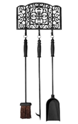 Rustikales Wand- Kaminbesteck mit Halter Eisen 3-Teilig