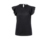 Shirt mit Volantärmeln, schwarz