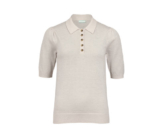 Strick-Polo aus Wolle (Merinowolle), cremefarben
