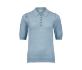 Strick-Polo aus Wolle (Merinowolle), hellblau