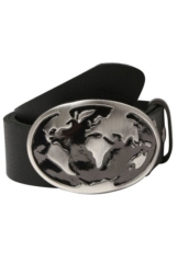 RETTUNGSRING by showroom 019° Koppelgürtel mit austauschbarer Schließe Welt schwarz/silber