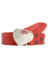 RETTUNGSRING by showroom 019° Ledergürtel mit austauschbarer Schließe »Flamingoherz Silber Kristall«