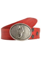 RETTUNGSRING by showroom 019° Ledergürtel Schließe »Seepferd Oval Silber Mit Swarovski-Kristall Veredelt«